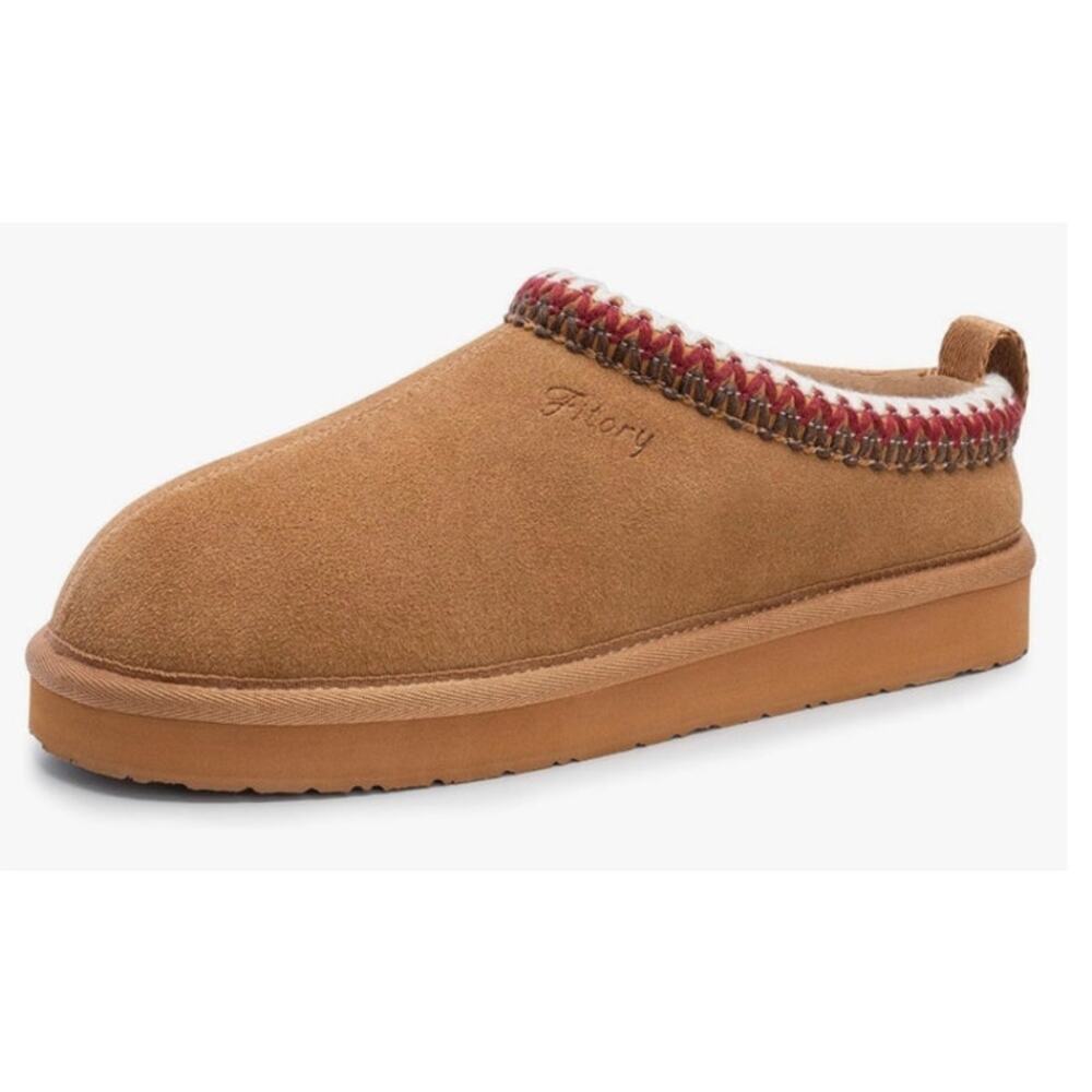 Fitory Women's Suede Leather Flat Short Casual Mini Slipper Boot, Sz 10